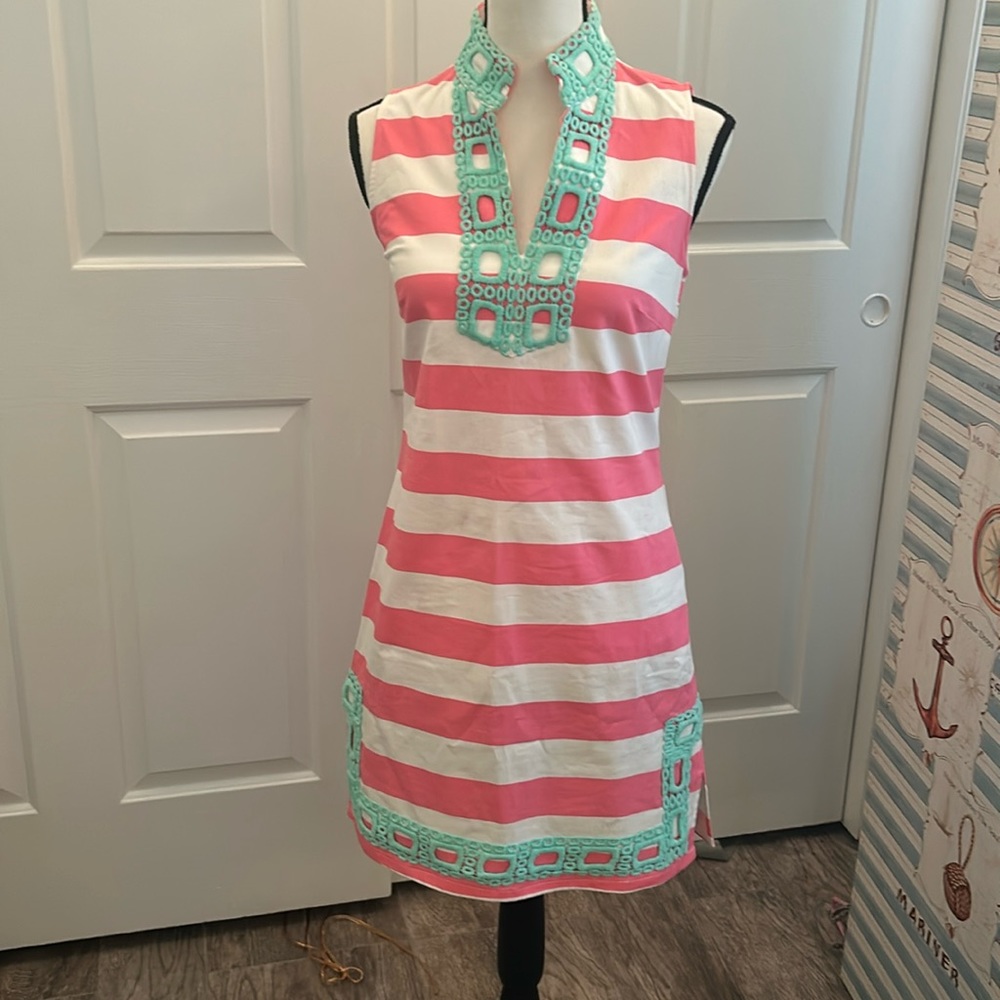 STS - Sail to Sable pink and white striped sleeveless dress. Size XS